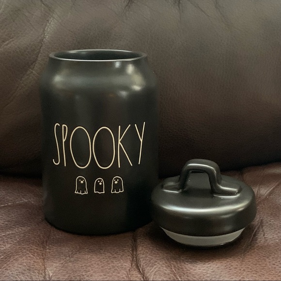 Rae Dunn SPOOKY Ghosts Halloween Canister - Black Matte - Picture 4 of 11